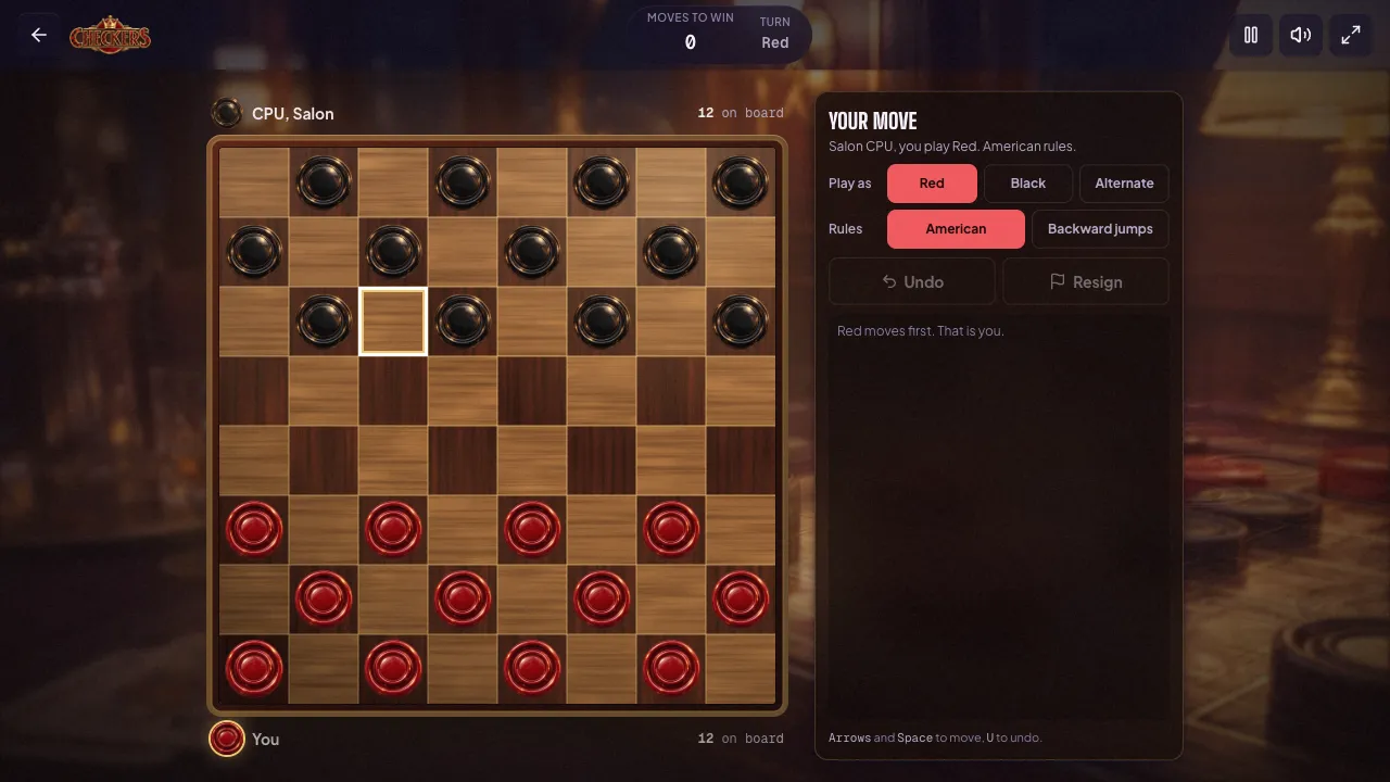 checkers gameplay, moment 2