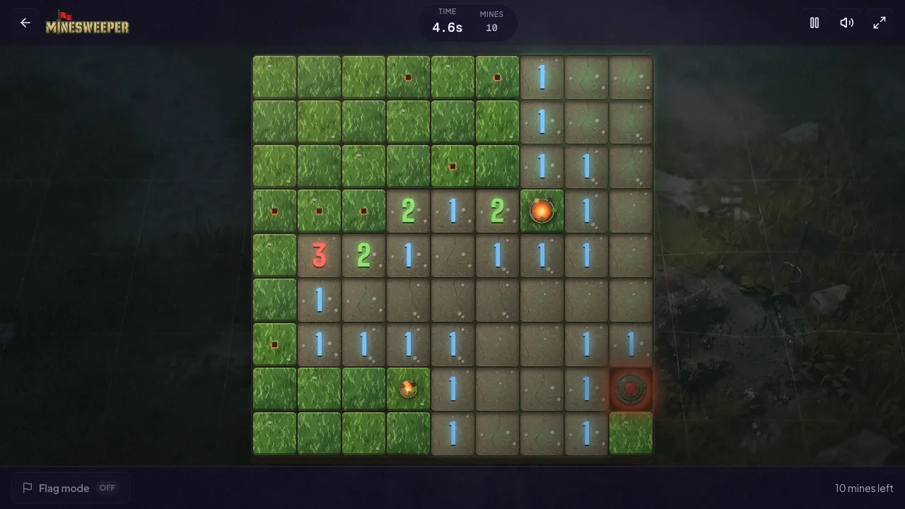 minesweeper gameplay, moment 3