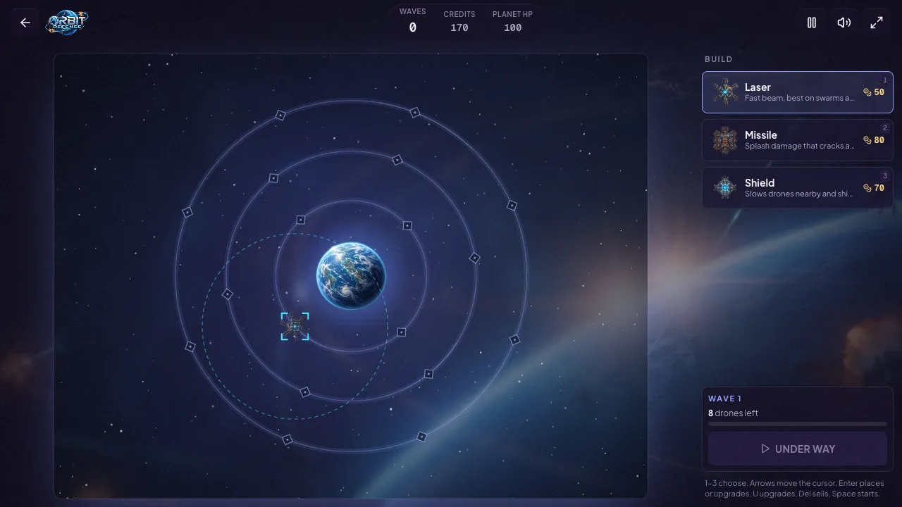 orbit defense gameplay, moment 2
